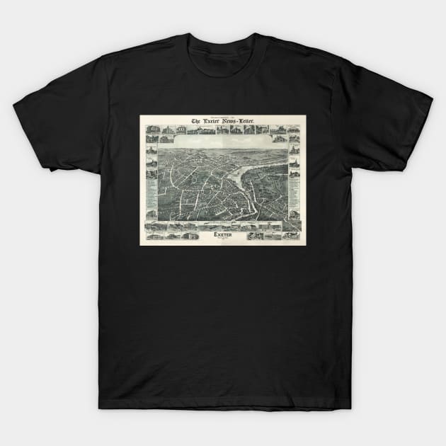 Vintage Pictorial Map of Exeter NH (1896) T-Shirt by Bravuramedia